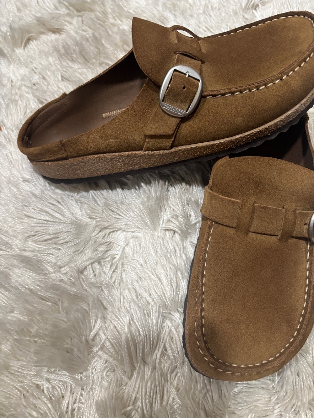 Birkenstock Brown Suede Buckle Slip-On Loafers